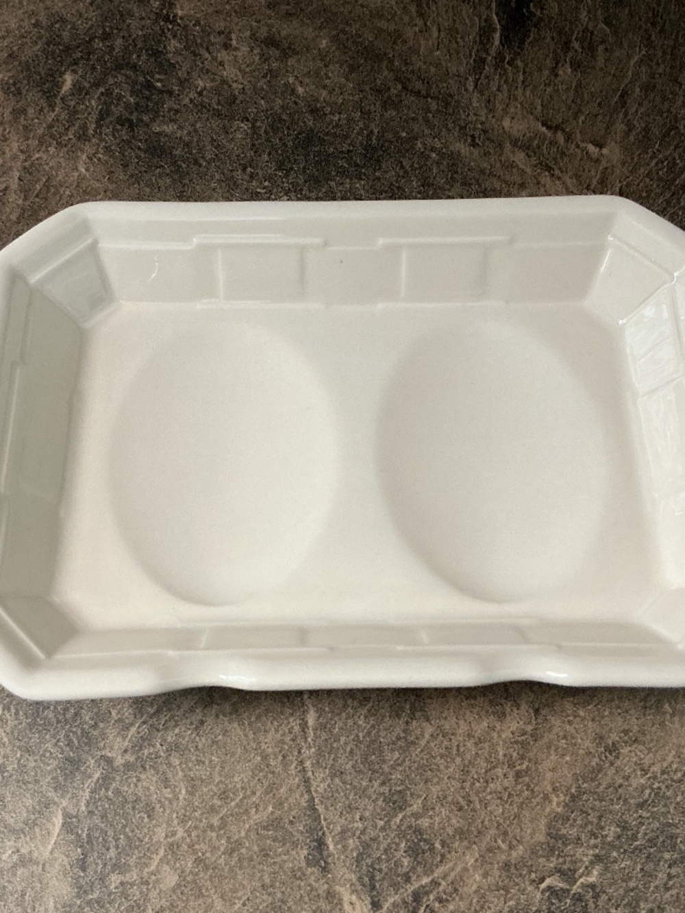 Longaberger Pottery Double Spoon Rest - Ivory - USA